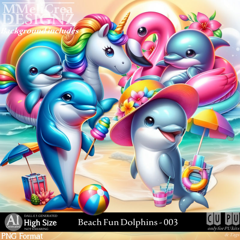 (image for) AI - Beach Fun Dolphins - CU003 (CU4PU/PNG)